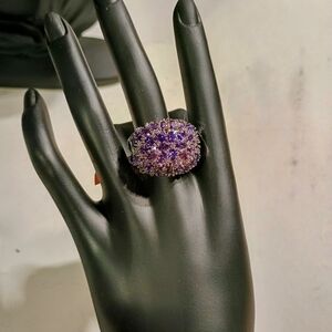 Elegant Purple Cluster Ring